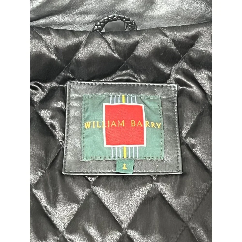 VTG 90s William Barry Leather Bomber Jacket Mens L Black Pockets